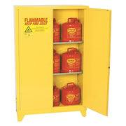 Hazardous Material Storage Cabinet, 60 gal, 2 Shelves, Steel, 34 in W x 69 in H x 34 in D, Yellow