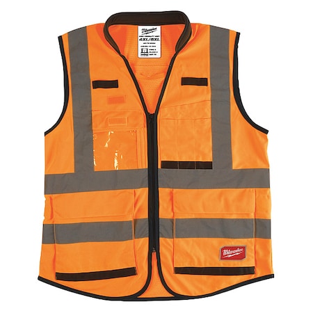 Class 2 High Visibility Orange Performance Safety Vest - 4XL/5XL