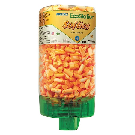 Softies Ear Plugs with Dispenser, Foam, Bullet, 33 dB NRR, Uncorded, 500 Pairs Per Pkg