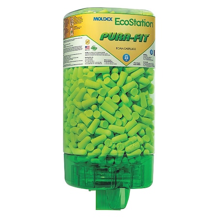 Pura-Fit Ear Plugs with Dispenser, Foam, Bullet, 33 dB NRR, Uncorded, 500 Pairs Per Pkg