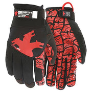 PD1902 Mechanics Gloves, Synthetic Leather Palm, Spandex Back, M, Black