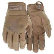 963 Mechanics Gloves, Synthetic Leather Palm, Nylon, Spandex Back, M, Beige/Brown