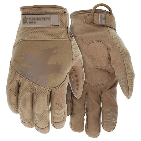 963 Mechanics Gloves, Synthetic Leather Palm, Nylon, Spandex Back, S, Beige/Brown
