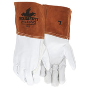 4955 Welding Leather Glove, Gauntlet Cuff, Wing Thumb, Premium Cowhide, M, 12 PK