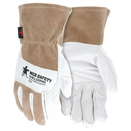4890 Welding Leather Glove, Slip-On Cuff, Wing Thumb, Premium Goatskin, M, 1 PR
