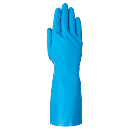 Chemical Resistant Gloves, Nitrile, Full, Gauntlet, Blue, 9, 1 PR