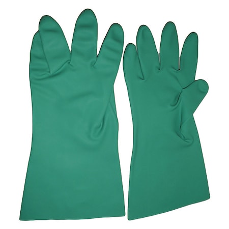Chemical-Resistant Gloves, Nitrile, 15 in L, 22 mil, Green, L, 1 PR