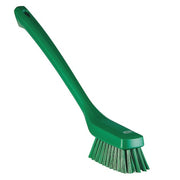 1 73/100 in W Scrub Brush, Stiff, 12 in L Handle, 4 33/100 in L Brush, Green, Plastic