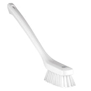 1 73/100 in W Scrub Brush, Stiff, 12 in L Handle, 4 33/100 in L Brush, White, Plastic