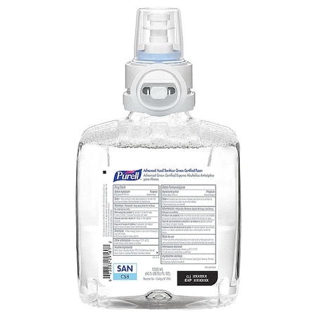 Hand Sanitizer, CS8 Series, Foam, Cartridge, 1,200 mL, Requires Dispenser, 2 PK