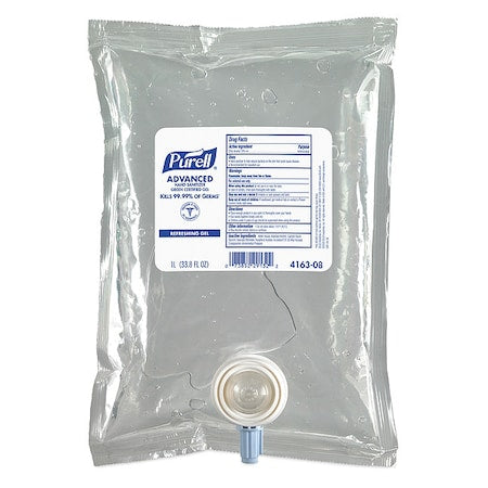 Hand Sanitizer, Advanced Series, Gel, Cartridge, 1,000 mL, Requires Dispenser, 4121-06, 8 PK