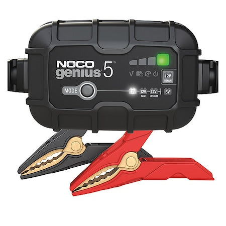 Battery Charger, Charging/Maintaining, Auto, Auto On/Off, 6.4 ft Cable Lg, 5 A at 12V/5 A at 6V