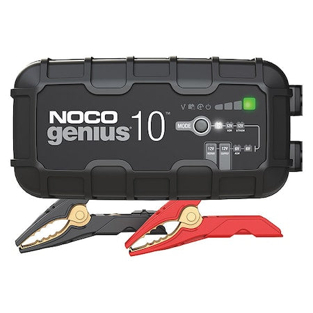 Battery Charger, Charging/Maintaining, Auto On/Off, 8.8 ft Cable L, 10 A at 12V/10 A at 6V
