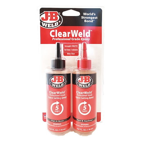 Instant Adhesive, ClearWeld Series, Clear, 0.7 oz, Bottle, 1:01 Mix Ratio, 1 hr Functional Cure