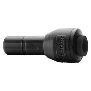 Push-Fit Adapter Fitting, 3/8 in Tube Size, PVDF, Black