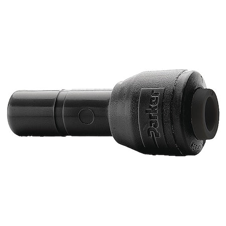 Push-Fit Adapter Fitting, 3/8 in Tube Size, PVDF, Black