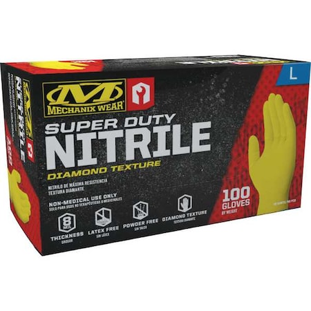 RDT, Nitrile Diposable Gloves, 8 mil Palm, Diamond Texture, Powder-Free, L ( 10 ), 100 PK, Orange