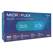 Microflex(R) 92-134 Versatility, Disposable Gloves, 2.8 mil Palm, Nitrile, Powder-Free, L, 100 PK