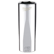 3/8 in. Drive 17mm Metric 6-Point Deep Socket with FOUR FLAT Sides