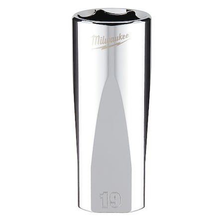 3/8 in. Drive 19mm Metric 6-Point Deep Socket with FOUR FLAT Sides