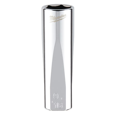 3/8 in. Drive 9/16 in. SAE 6-Point Deep Socket with FOUR FLAT Sides