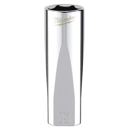 3/8 in. Drive 15mm Metric 6-Point Deep Socket with FOUR FLAT Sides