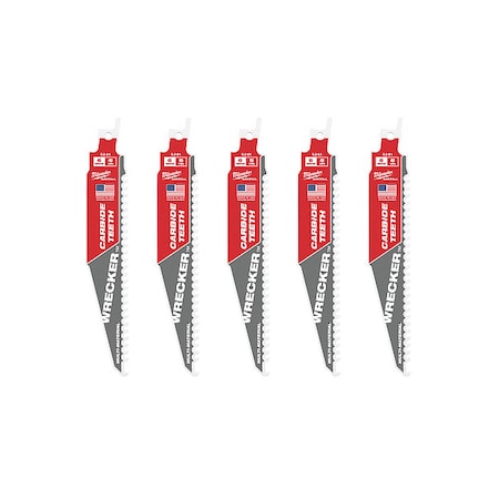6 in. 6 TPI SAWZALL THE WRECKER with CARBIDE TEETH Multi-Material Reciprocating Saw Blade (5 pk)