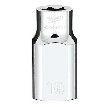 1/2 in. Drive 10mm Metric 6-Point Socket with FOUR FLAT Sides