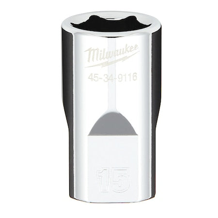 1/2 in. Drive 15mm Metric 6-Point Socket with FOUR FLAT Sides