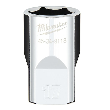 1/2 in. Drive 17mm Metric 6-Point Socket with FOUR FLAT Sides