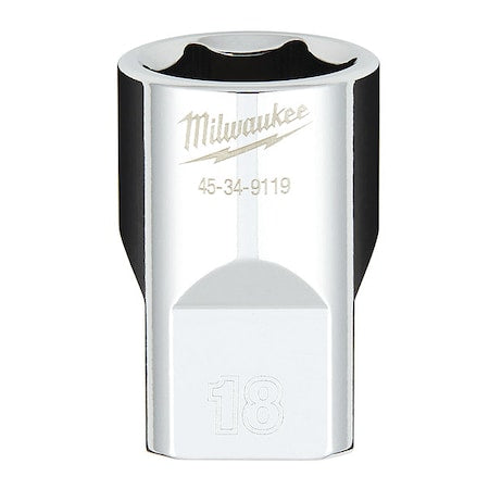 1/2 in. Drive 18mm Metric 6-Point Socket with FOUR FLAT Sides