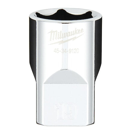 1/2 in. Drive 19mm Metric 6-Point Socket with FOUR FLAT Sides