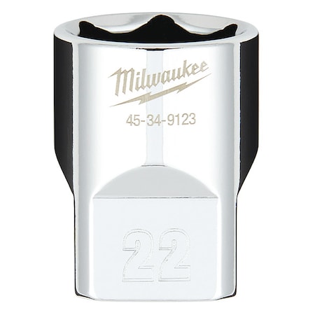 1/2 in. Drive 22mm Metric 6-Point Socket with FOUR FLAT Sides