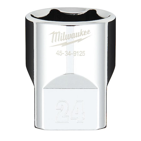 1/2 in. Drive 24mm Metric 6-Point Socket with FOUR FLAT Sides