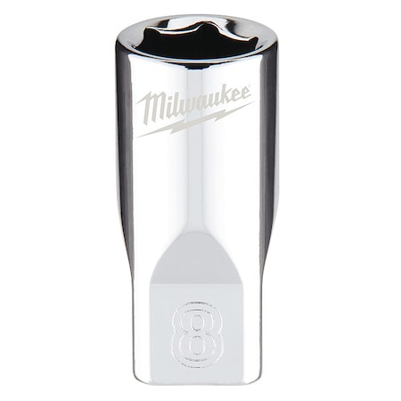 1/4 in. Drive 8mm Metric 6-Point Socket with FOUR FLAT Sides