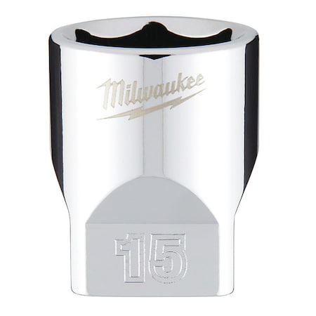 1/4 in. Drive 15mm Metric 6-Point Socket with FOUR FLAT Sides
