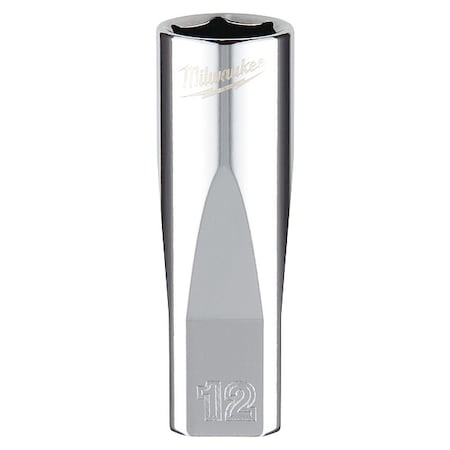 1/4 in. Drive 12mm Metric 6-Point Deep Socket with FOUR FLAT Sides