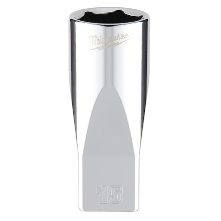 1/4 in. Drive 15mm Metric 6-Point Deep Socket with FOUR FLAT Sides