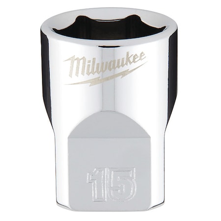 3/8 in. Drive 15mm Metric 6-Point Socket with FOUR FLAT Sides