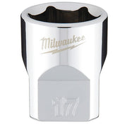 3/8 in. Drive 17mm Metric 6-Point Socket with FOUR FLAT Sides