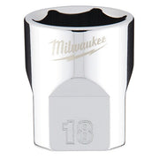3/8 in. Drive 18mm Metric 6-Point Socket with FOUR FLAT Sides