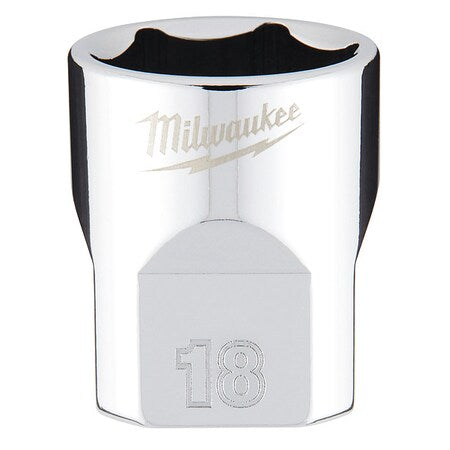 3/8 in. Drive 18mm Metric 6-Point Socket with FOUR FLAT Sides