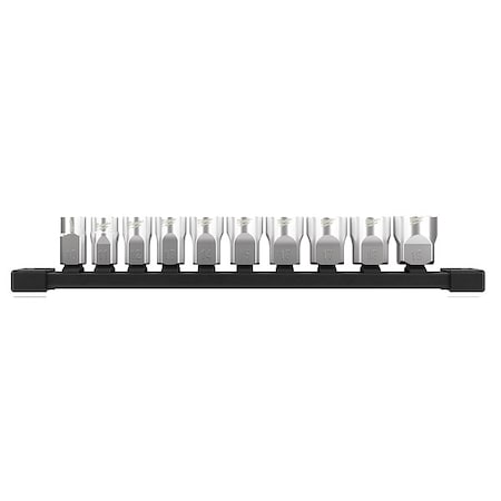 3/8 in Drive Standard Socket Set Metric 10 Pieces 10 mm to 19 mm , Chrome