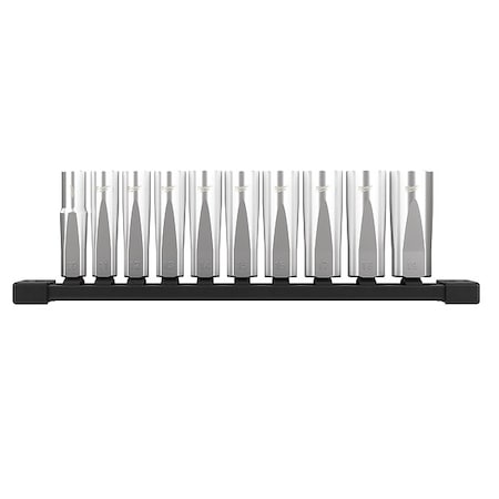3/8 in Drive Deep Well Socket Set Metric 10 Pieces 10 mm to 19 mm , Chrome