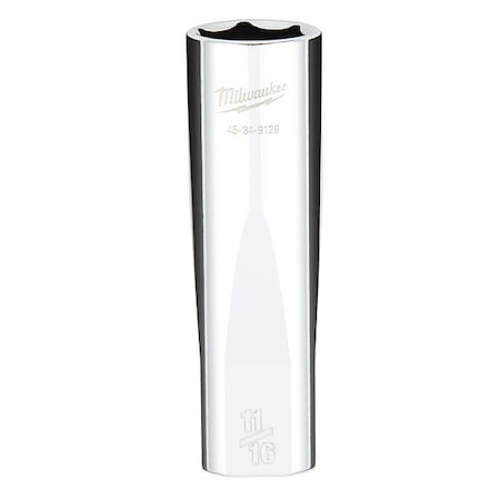1/2 in. Drive 11/16 in. SAE 6-Point Deep Socket with FOUR FLAT Sides