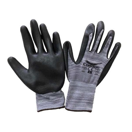 Coated Gloves, Nitrile, Sandy, Palm, 3 Abrasion Level, Black/White, 2XS 1 PR