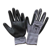 Coated Gloves, Nitrile, Sandy, Palm, 3 Abrasion Level, Black/White, 3XL 1 PR