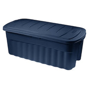 Stack & Nest Storage Tote W/ Lid, 50 gal, 43 in L x 21-1/4 in W x 17-7/8 in H, Dark Indigo Metallic