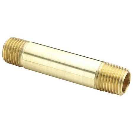 Nipple Brass Nipple, 1/4 in Male NPT X 1/4 in Male NPT