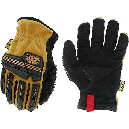 Leather Drivers Gloves, Pigskin, Shirred Slip-On, Keystone Thumb, Gunn Cut, Brown / Brown, 9 1 PR